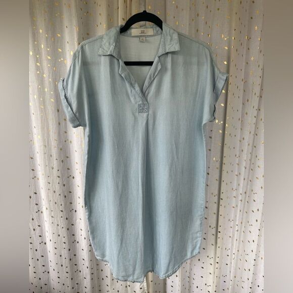 Thread + Supply Light Chambray Pullover Collar Neckline Tunic Shirt Dress XS - Picture 2 of 6